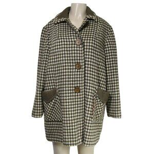 Vintage 60s DAVIS OF BOSTON Brown Plaid Academia Preppy Retro Swing Car Coat M L